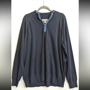 Duluth Trading Co Blue Zip Up Sweater with Stand-Up Collar